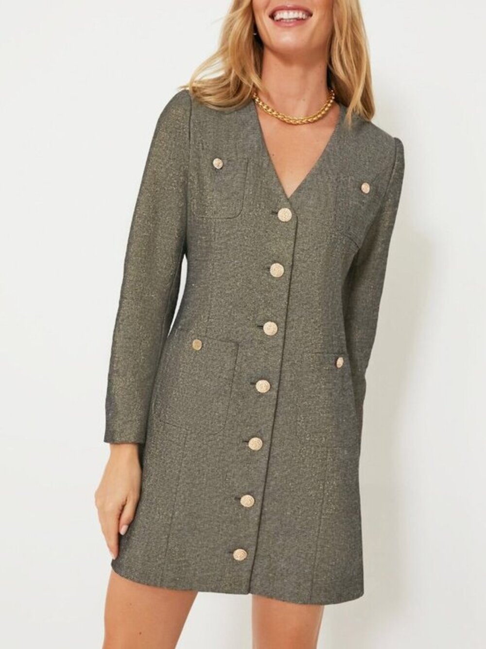 New Tuckernuck Keira Coventry Metallic Mini Blazer Dress Gray XS $168